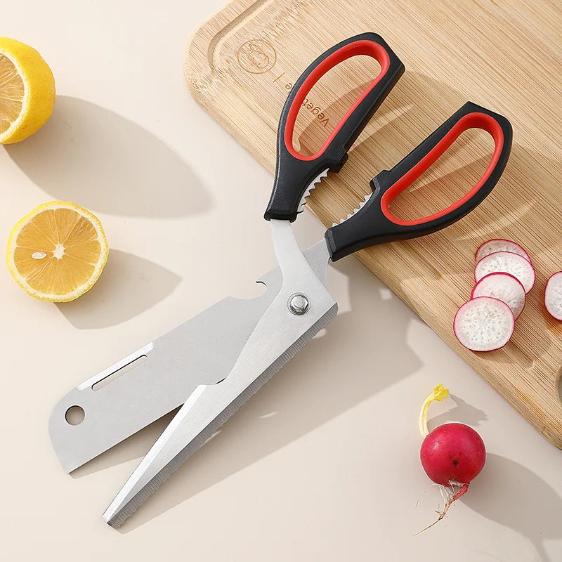 Stainless Steel 11.8-Inch Long Multifunctional BBQ Scissors Outdoor Camping Detachable Kitchen Shears Heavy Duty