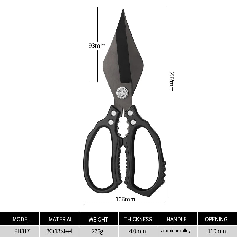 Multifunction Heavy-Duty Eco-Friendly Ultra Sharp Stainless Steel Kitchen Scissors Aluminum Alloy Handles Dishwasher Safe High