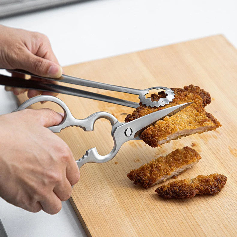 Multifunction Heavy Duty 2Cr13 Steel Professional Kitchen Shear Stainless Steel Handles Chicken Scissors Bottle Opener Walnut