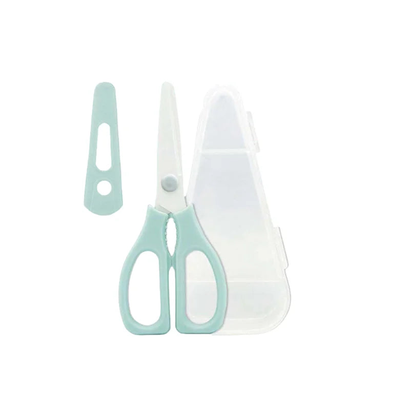 Portable Multifunctional Heavy Duty Ceramic Kitchen Scissors with Plastic Handles for Baby Food Cutting