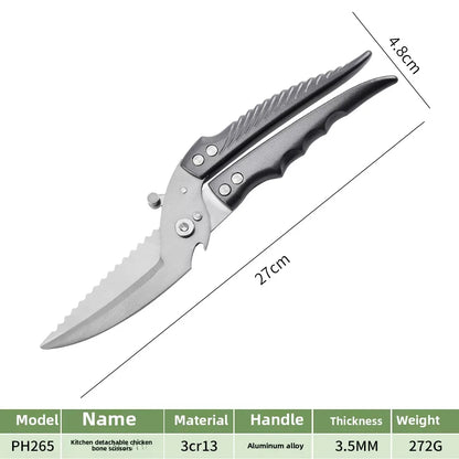 Heavy Duty Detachable Poultry Shears Stainless Steel Knife Scissors with Aluminium Alloy Handle for Kitchen Use