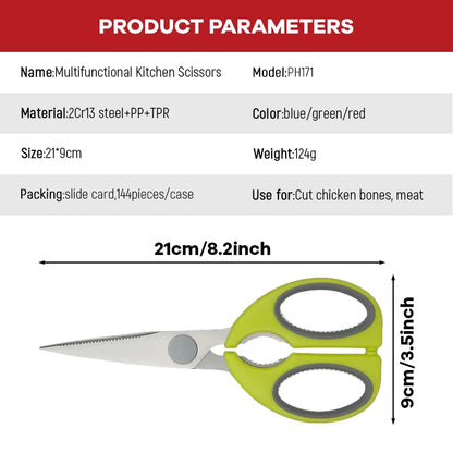 Multifunctional 8-inch Stainless Steel Kitchen Scissors Heavy Duty Durable Meat and Poultry Bone Shears with Cover