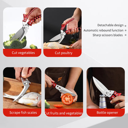Heavy Duty 3Cr14 Stainless Steel Kitchen Shears Multi-Functional Chicken Poultry Shear with Aluminum Alloy Handle