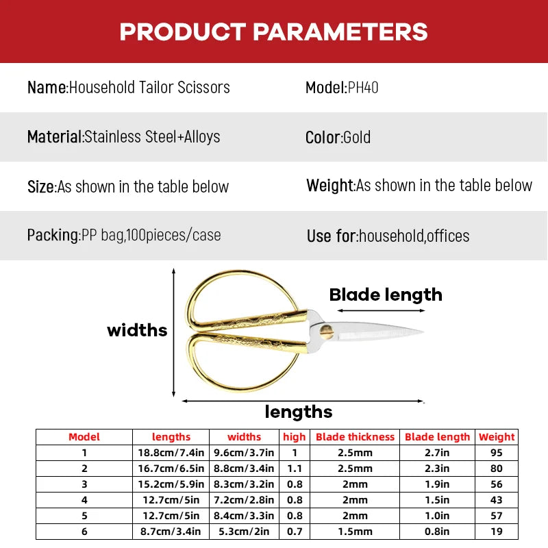 Dragon Phoenix Gold Scissors Vintage Metal DIY Household Sewing & Embroidery Shears Manual Paper Cutting Scissors