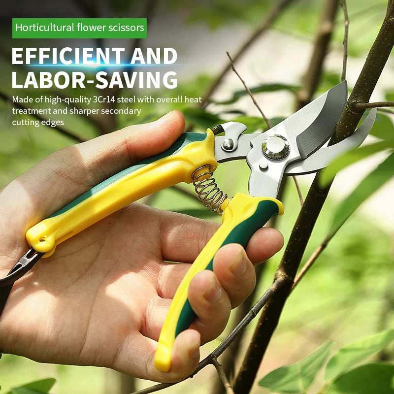 Durable New Design Garden Shears with Anti-Slip Handle DIY Bypass Secateurs for Flowers