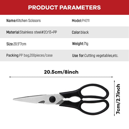 Heavy Duty All-Purpose Kitchen Scissors Stainless Steel Sharp Utility Food Shears with PP Handle for Meat & Cooking