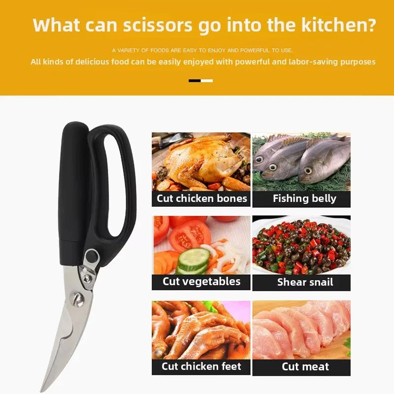 Heavy-Duty Stainless Steel Kitchen Scissors with Unique Plastic Design Eco-Friendly Dishwasher Safe Chicken Bone Tool