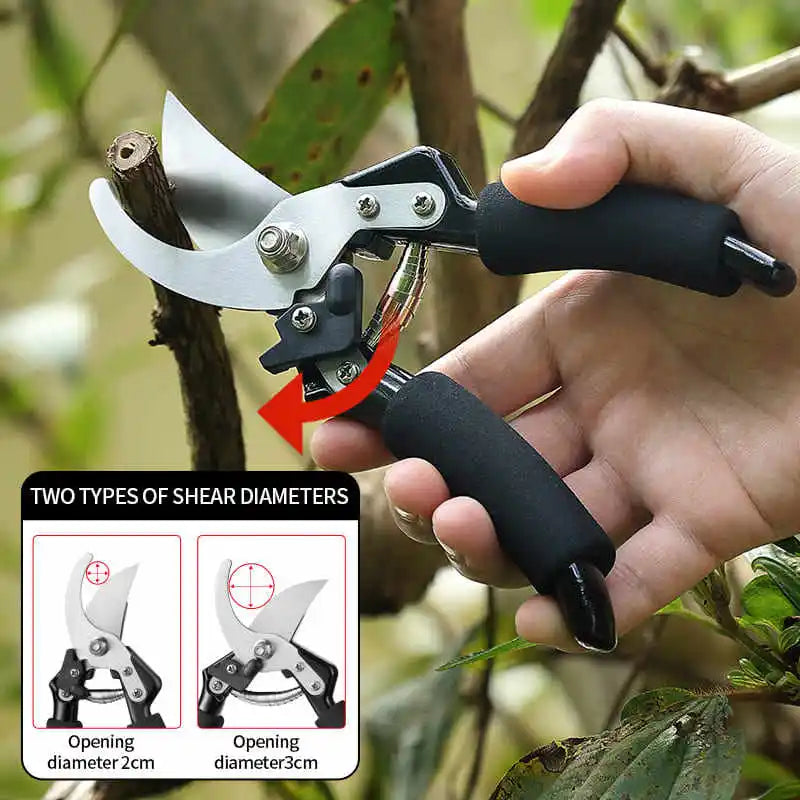 Garden Hand Tools 3Cr13 Stainless Steel DIY Industrial Grade Bypass Pruning Shears with Anti-Slip Grip