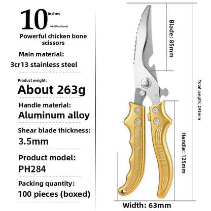 Heavy-Duty Stainless Steel Kitchen Scissors Durable and Multifunctional Extremely Sharp for Cutting Chicken Bones and Meat