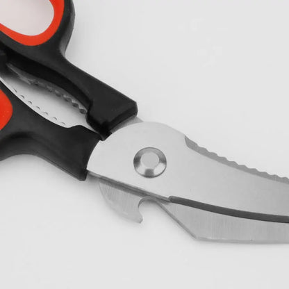 Heavy Duty Multi-Functional Stainless Steel Kitchen Scissors Meat & Vegetable Cutter with Bottle Opener Plastic Handle