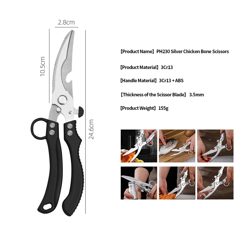 Professional Heavy Duty Multipurpose Kitchen Scissors 3Cr13 Stainless Steel Poultry Shears for Meat Cutting for Meat & Poultry