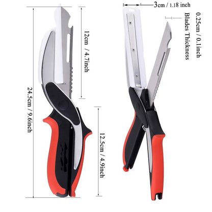 Hot Sale Heavy Duty Stainless Steel Detachable 6-in-1 Kitchen Scissors with Cutting Board for Fruit Vegetable Meat Food Shears
