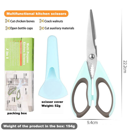 Premium Ultra-Sharp Multi-Function Heavy Duty Eco-Friendly Kitchen Scissors Stainless Steel Blades Plastic Dishwasher Safe