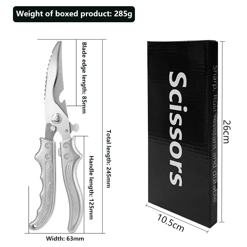 Heavy-Duty Stainless Steel Kitchen Scissors Durable and Multifunctional Extremely Sharp for Cutting Chicken Bones and Meat