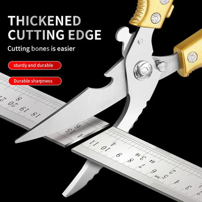 Aluminum Alloy Handle Stainless Steel Multifunctional Kitchen Scissors for Meat & Chicken Cutting