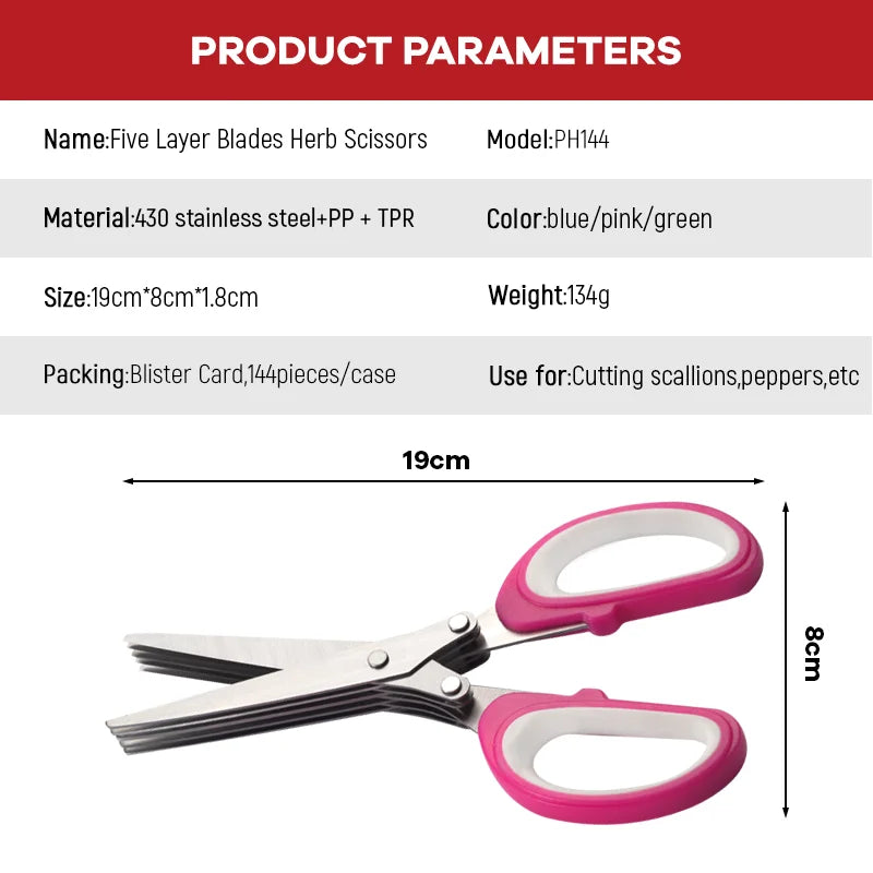 High Quality 7 Inch Kitchen Scissors Multi-Layered for Washing Comb Paper Cutting Kitchen Cutter Salad Veggie Scissors
