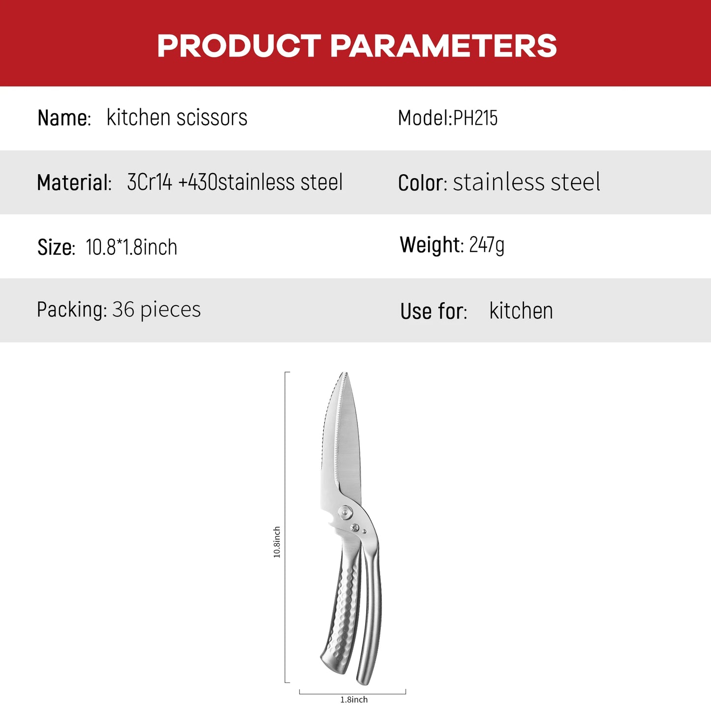 Detachable All Stainless Steel Kitchen Poultry Scissors Universal for Cutting Chicken Meat and Bones