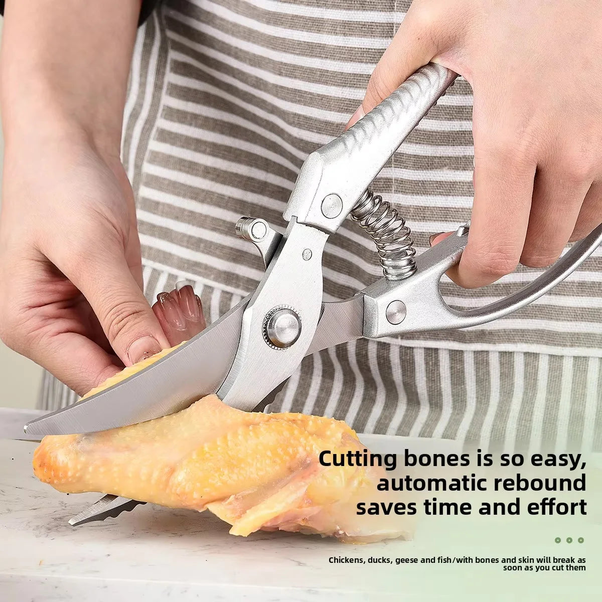 Heavy Duty Stainless Steel Blade Kitchen Scissors Multi-Purpose Aluminum Alloy Essential for Chicken Bone Fish Cutting Household