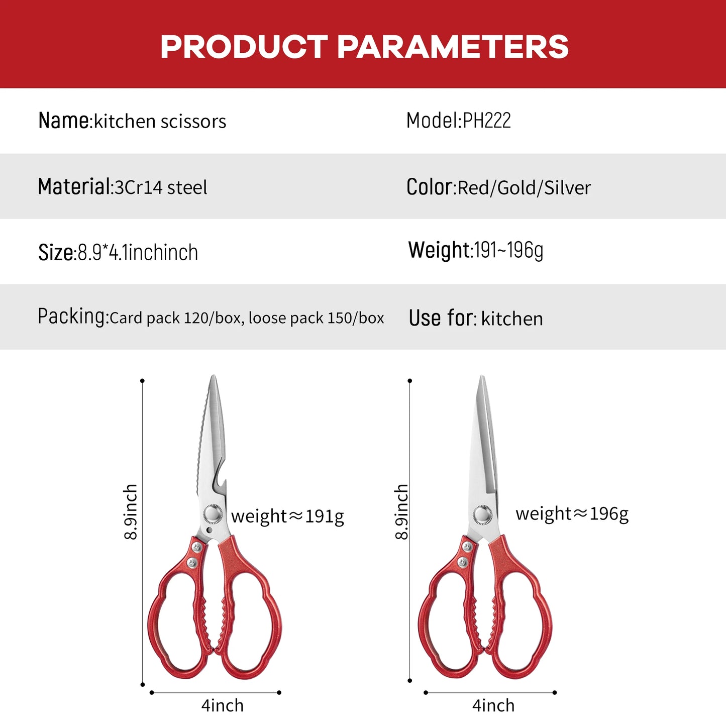 Hot Sale Multifunctional Stainless Steel Scissors for Meat Fish Chicken Bones Kitchen Scissors for Efficient Meat Cutting