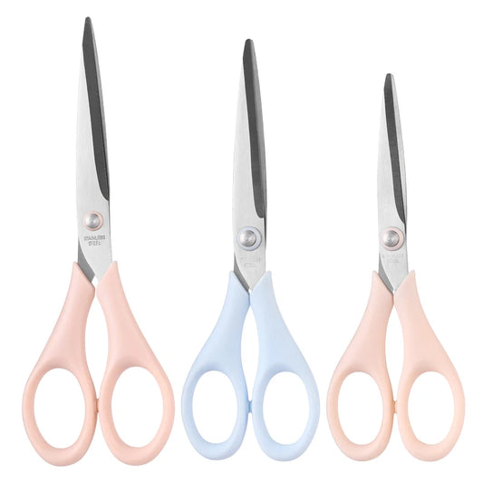 8.5 Inch Stainless Steel DIY Office & Household Scissors with Partially Serrated Edge Pink/Blue Color for Student Paper Cutting