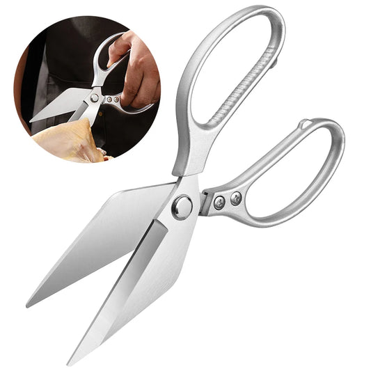 Multi-Functional Heavy Duty Stainless Steel Kitchen & BBQ Chicken Bone Scissors with Aluminum Alloy Handles Professional Use