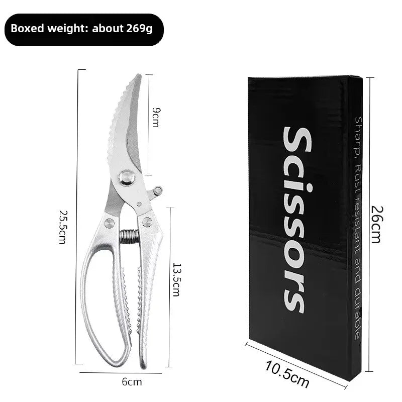 Heavy Duty Stainless Steel Blade Kitchen Scissors Multi-Purpose Aluminum Alloy Essential for Chicken Bone Fish Cutting Household