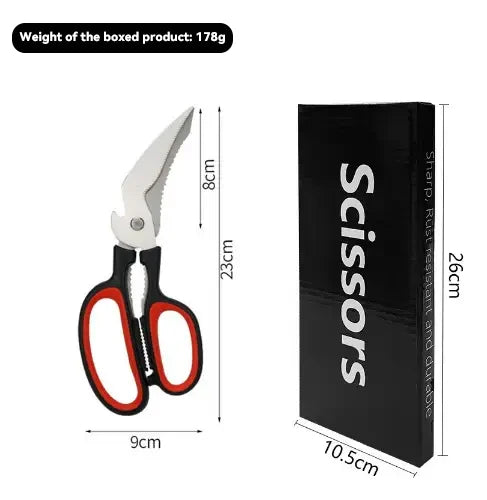 Heavy Duty Multi-Functional Stainless Steel Kitchen Scissors Meat & Vegetable Cutter with Bottle Opener Plastic Handle