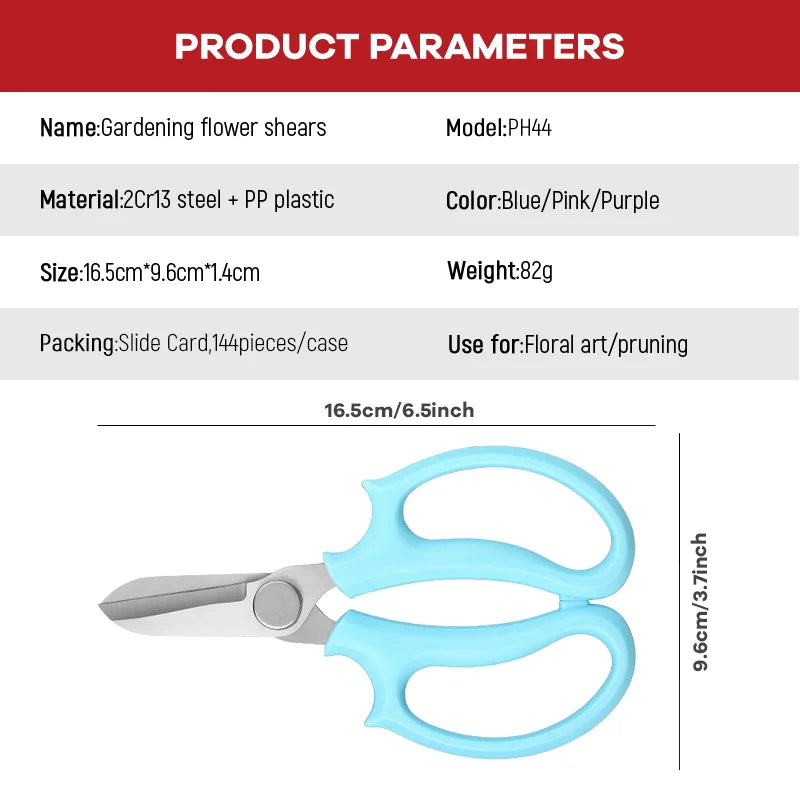 Hot Selling  Home Garden Pruning Scissors Flower Branch Tree Trimmers with Plastic Handle Factory Price for Flower Shops