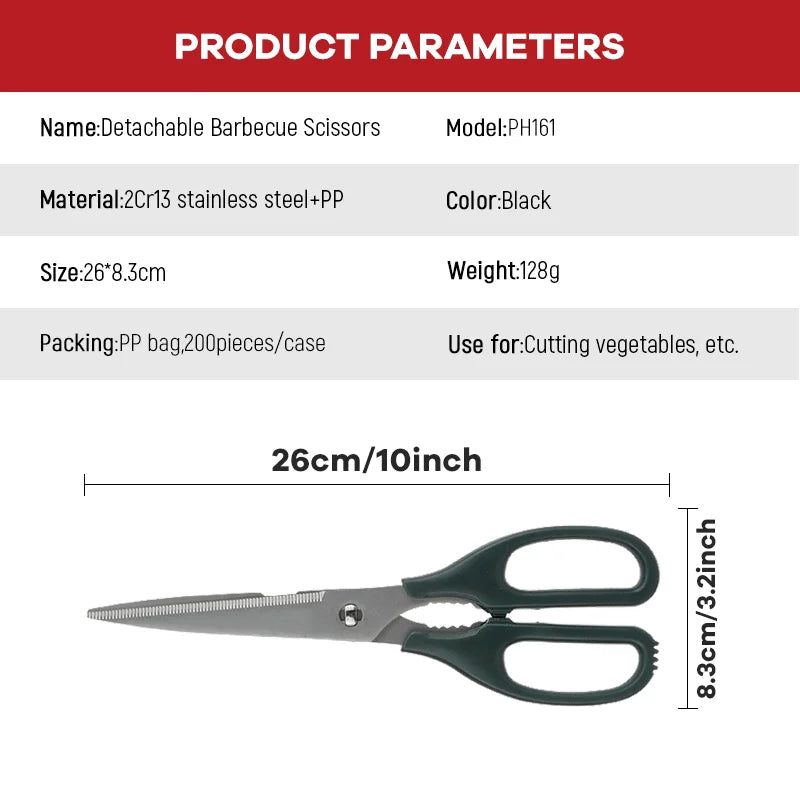 Professional Detachable Household Kitchen Scissors Korean-Style Stainless Steel Meat Scissors for Outdoor Home Use Opening
