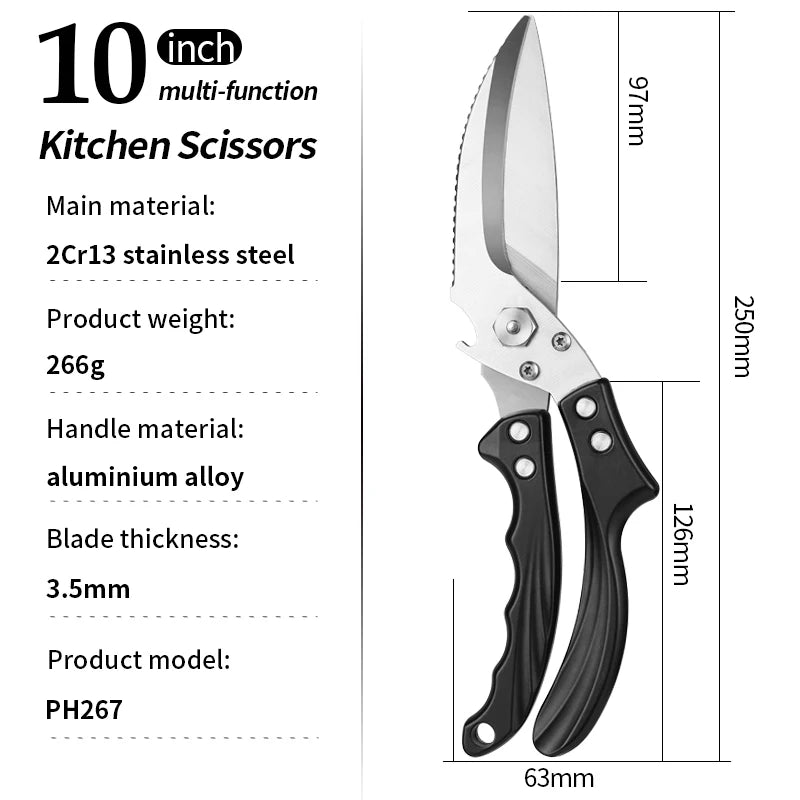 Premium Heavy-Duty Stainless Steel Kitchen Scissors Multifunctional and Disassemblable for Efficient Chicken Bone Trimming