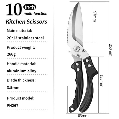 Premium Heavy-Duty Stainless Steel Kitchen Scissors Multifunctional and Disassemblable for Efficient Chicken Bone Trimming