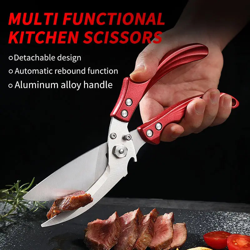 Multifunction Heavy Duty 3Cr13 Stainless Steel Eco-Friendly Ultra Sharp Poultry Seafood Kitchen Shears Aluminum Alloy Handle