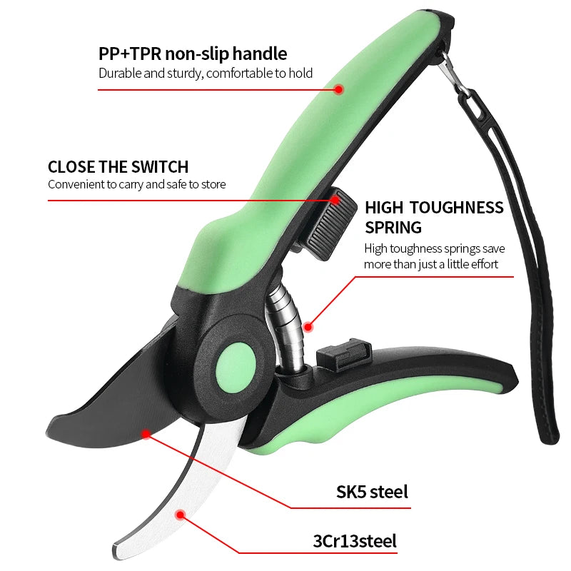 DIY Gardening Pruning Shears Sharp Heavy Duty Bypass Garden Pruner with Ergonomic Non-Slip Handle