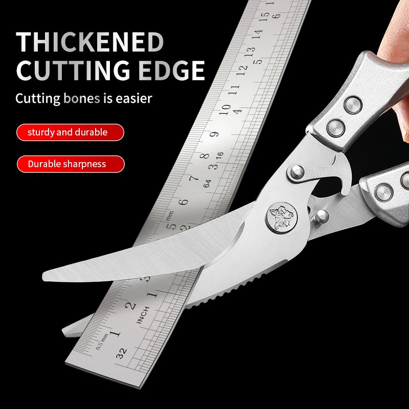 Stainless Steel Manual Kitchen Scissors Power Source Cutting Tools for Chicken Duck Fish Vegetables Bones