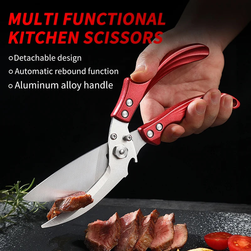 Premium Heavy-Duty Stainless Steel Kitchen Scissors Multifunctional and Disassemblable for Efficient Chicken Bone Trimming