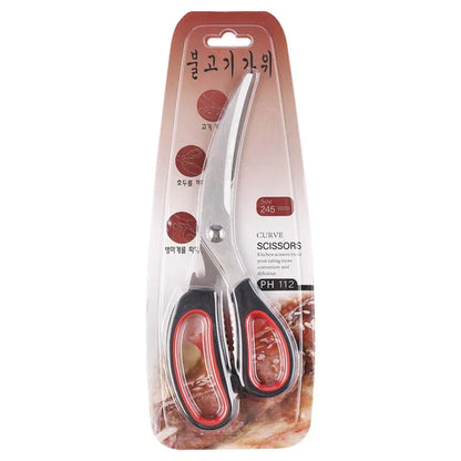 Wholesale Heavy Duty Stainless Steel Kitchen Shears Multifunctional BBQ Clip Scissors Korean Style Barbecue Equipment