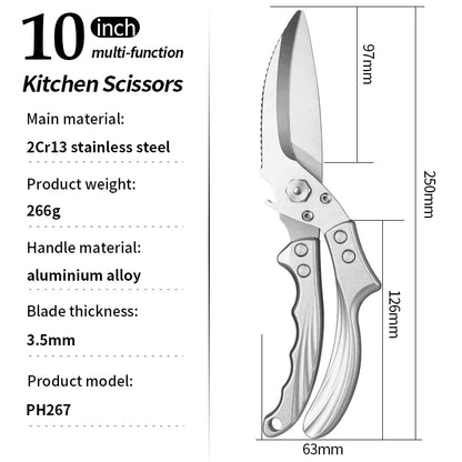 Premium Heavy-Duty Stainless Steel Kitchen Scissors Multifunctional and Disassemblable for Efficient Chicken Bone Trimming
