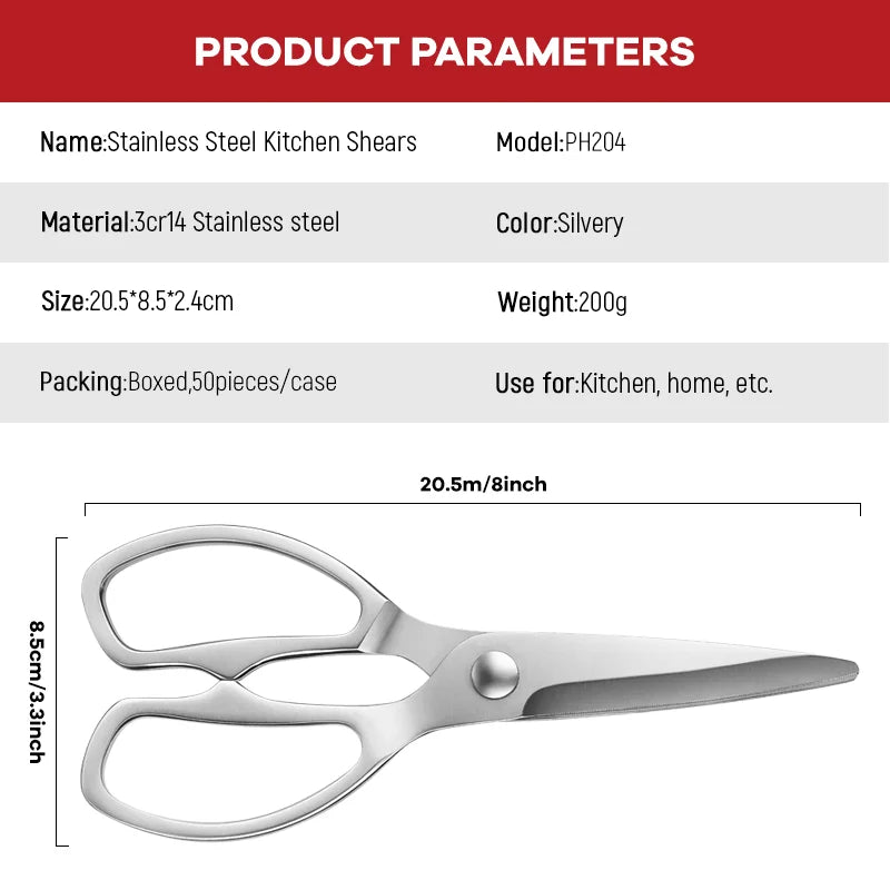 Premium 3cr14 Stainless Steel Kitchen Scissors Super Sharp Multipurpose Poultry Scissors