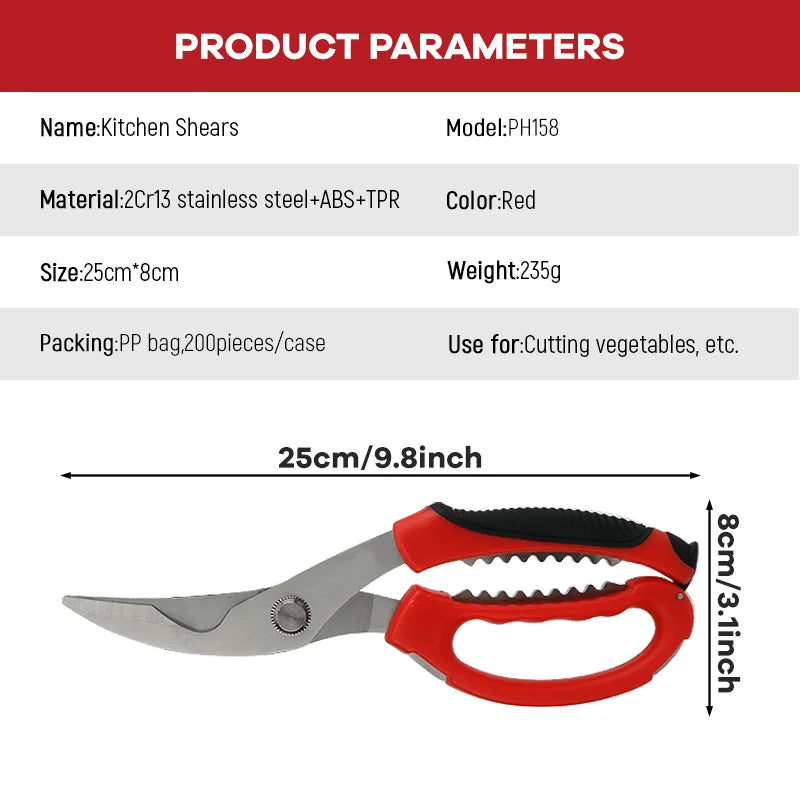 Stainless Steel Chicken Bone Scissors Heavy-Duty Kitchen Multi-Functional Poultry Food Cutting Shears