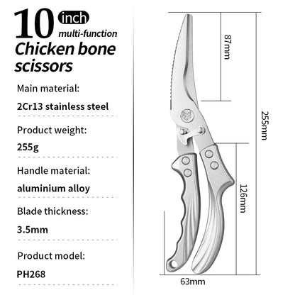Stainless Steel Manual Kitchen Scissors Power Source Cutting Tools for Chicken Duck Fish Vegetables Bones