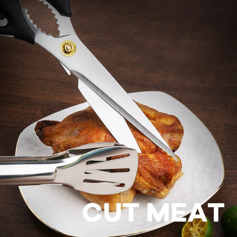 Professional 11-inch Kitchen Meat Shear with ABS Handle Stainless Steel Scissors for Home Outdoor Korean Roast Meat Restaurants