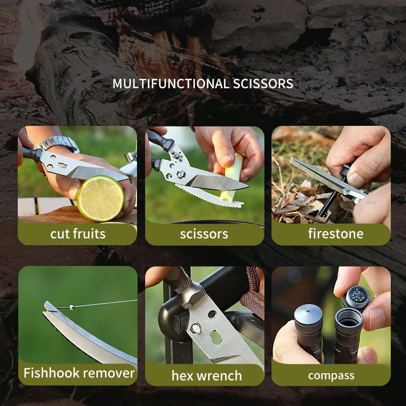 Heavy Duty Kitchen Utensils Multifunction Cooking Scissors 3Cr14 Steel Chicken Bone Poultry Shear