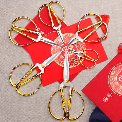 Dragon Phoenix Gold Scissors Vintage Metal DIY Household Sewing & Embroidery Shears Manual Paper Cutting Scissors