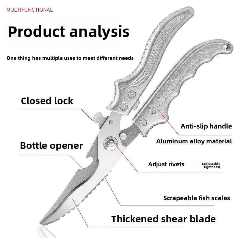 Heavy-Duty Stainless Steel Kitchen Scissors Durable and Multifunctional Extremely Sharp for Cutting Chicken Bones and Meat