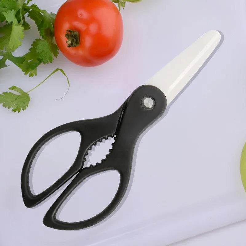 Heavy Duty Multi-Purpose Ceramic Kitchen Scissors Sharp Meat Cutting Food Scissor with Plastic Handle Household Kitchen Tool