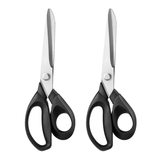 Durable Stainless Steel DIY Tailor Scissors with Plastic Handle Black 23.5x8.5cm Partially Serrated Edge for Fabric Cutting