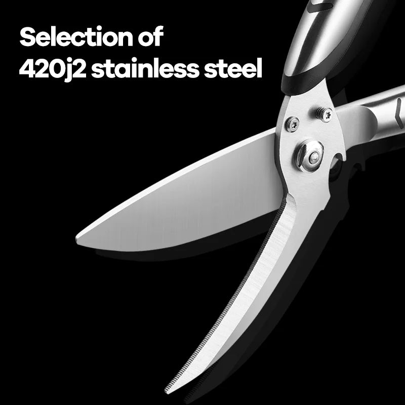 Powerful Kitchen Scissors with 430 Stainless Steel Handle Heavy Duty Boning Meat Scissors for Efficient Bone Cutting