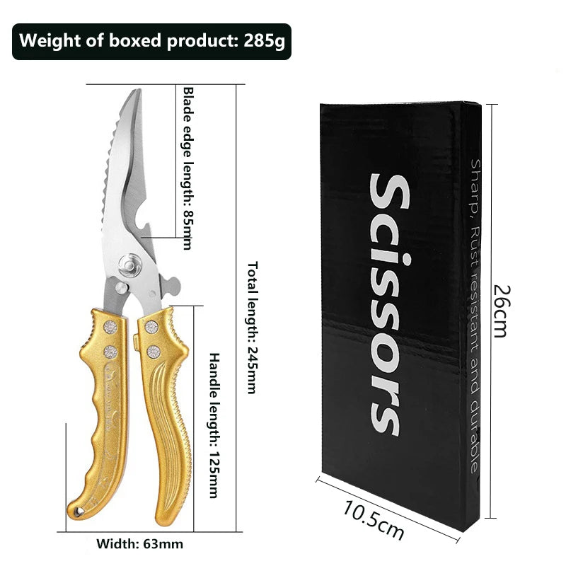 Heavy-Duty Stainless Steel Kitchen Scissors Durable and Multifunctional Extremely Sharp for Cutting Chicken Bones and Meat