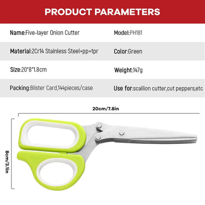5 Blades Sharp Stainless Steel Herb Scissors Multipurpose Kitchen Shears for Onion Salad Cutting 5 Layers Brush Included