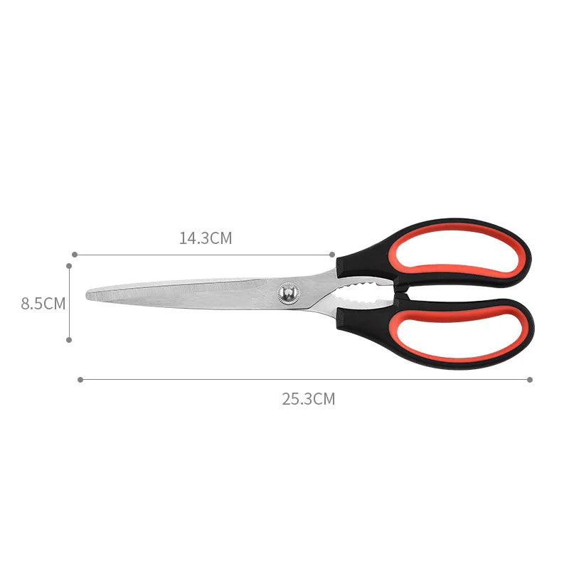 Hot Selling Korean Stainless Steel BBQ Scissors with Walnut Cracker Function Kitchen Shears Featuring Plastic Handle